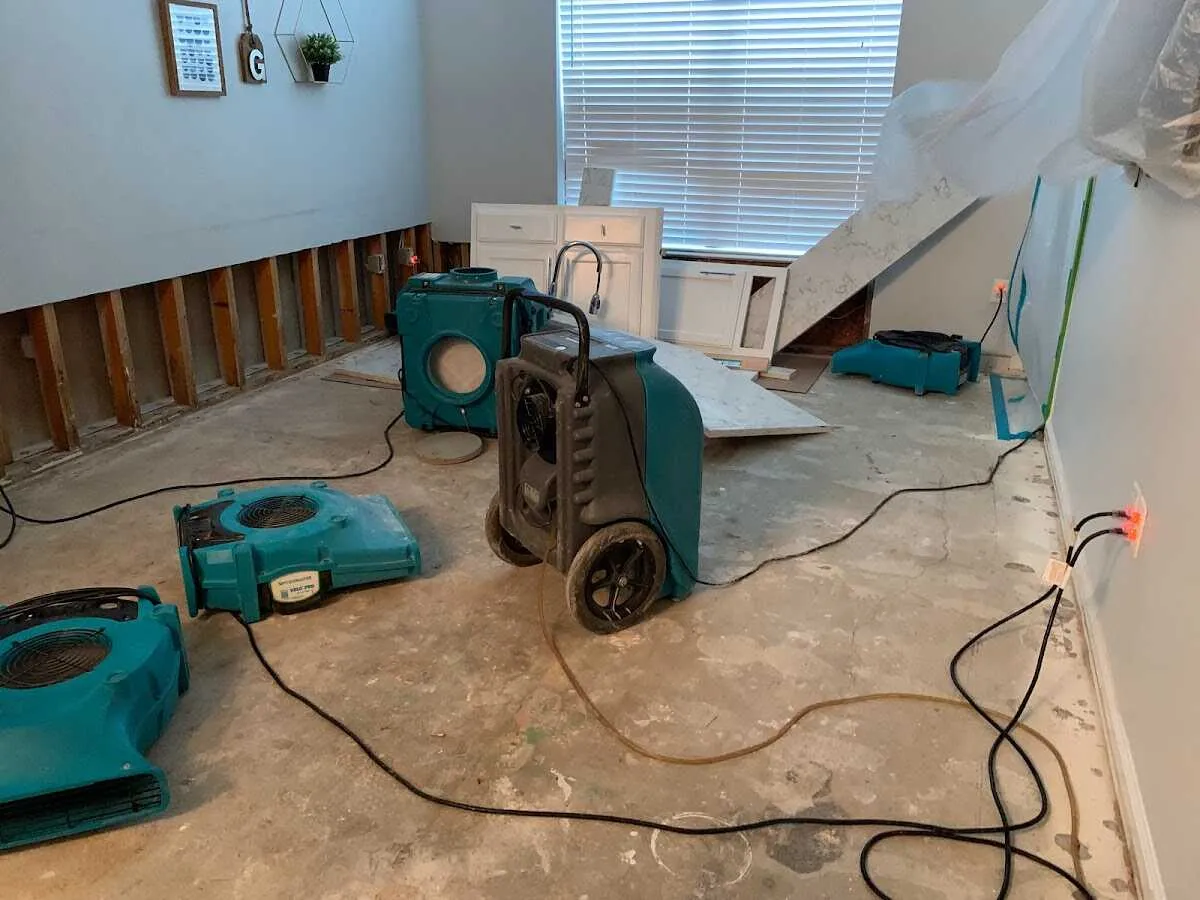 Dehumidifier in flood-cut room for Water Extraction & Removal in Kings Mountain